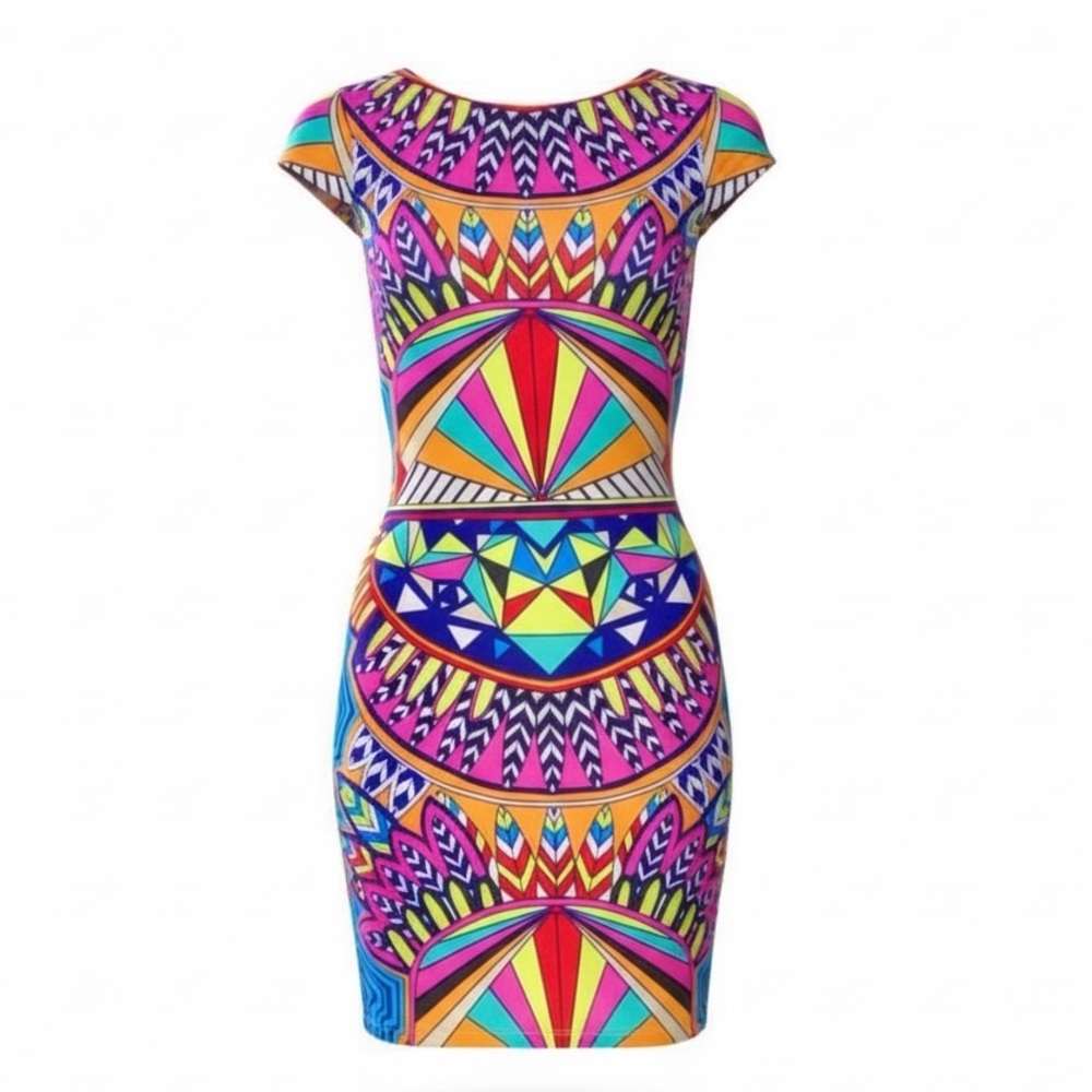 Mara Hoffman Vibrant Geometric Pattern Mini Dress… - image 3